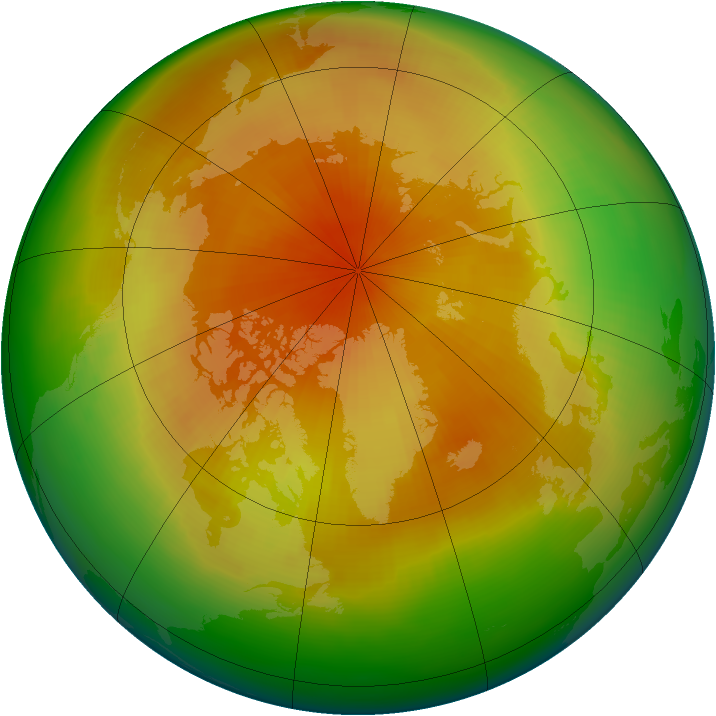 Arctic ozone map for April 1994